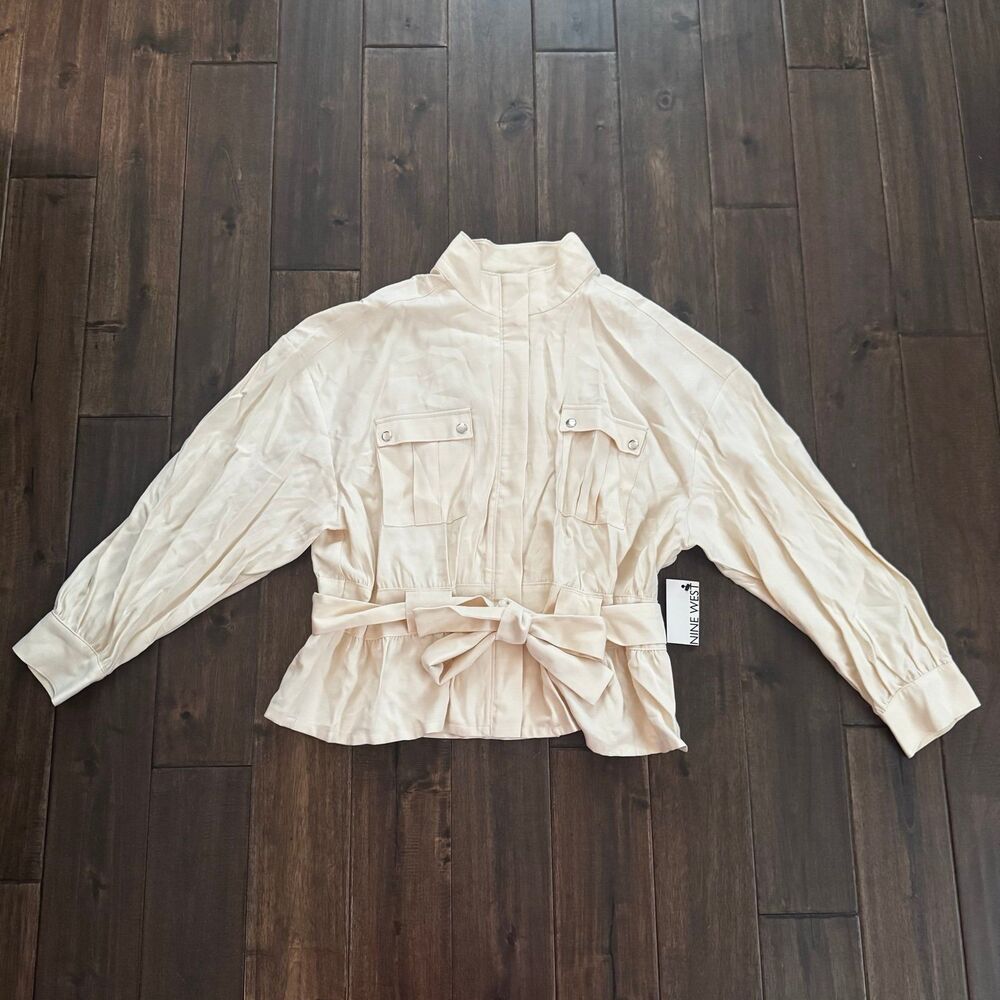 Nine West Lemon Frost Belted Long Sleeve Utility Jacket XXL NWT